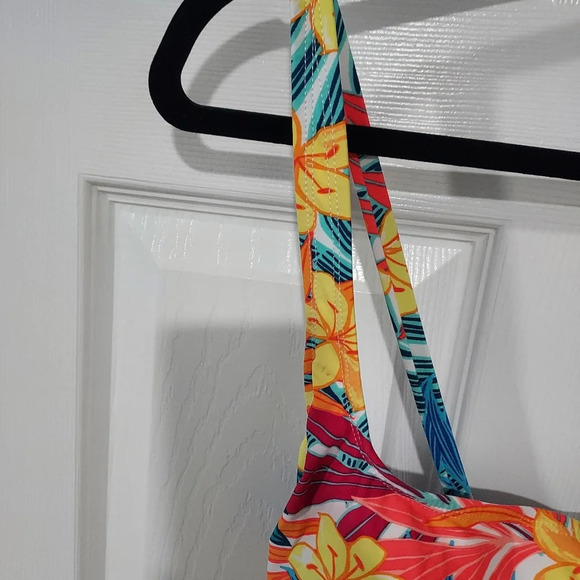 NWT Caribbean Joe Paradise Multi Standard Shirred One Piece Swimsuit in Size 16 - Picture 4 of 12